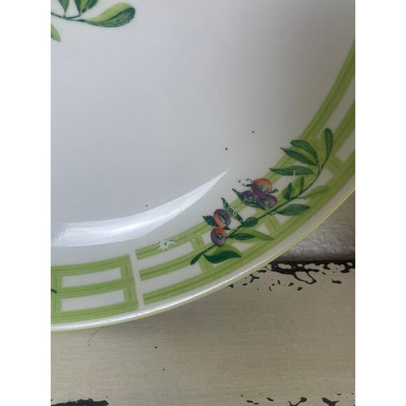 Set of 2 Large Ceramic Serving Bowls Green Floral Pattern - Picture 4 of 8